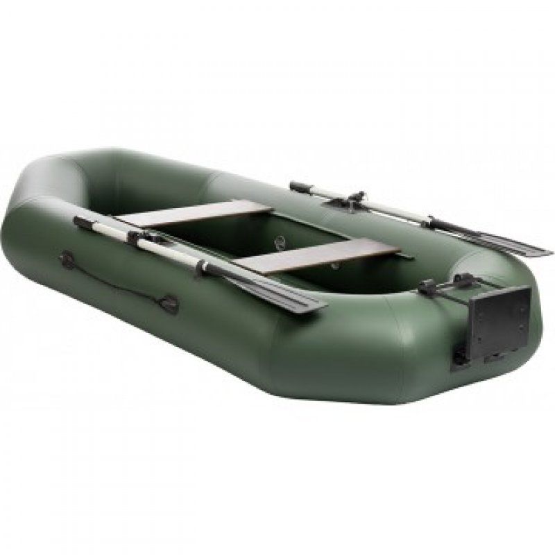 Лодка Шкипер А280НТ надувное дно, навесной транец зеленый Тонар