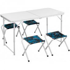 Набор мебели (АЛЮМ), стол+4табурета SHARK (чехол/Velcro) (N-FS-21407+21124A-S-1) NISUS (пр-во Тонар)