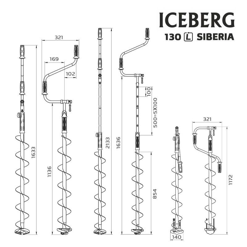 Ледобур ICEBERG-SIBERIA 130L-1600 v3.0 левое вращение (LA-130LS) Тонар