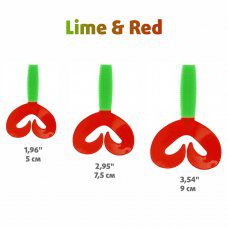 Твистер несъедоб. Credo Double Tail 2,95"/7,5 см Lime & Red 100шт. (HS-12-021-N) Helios