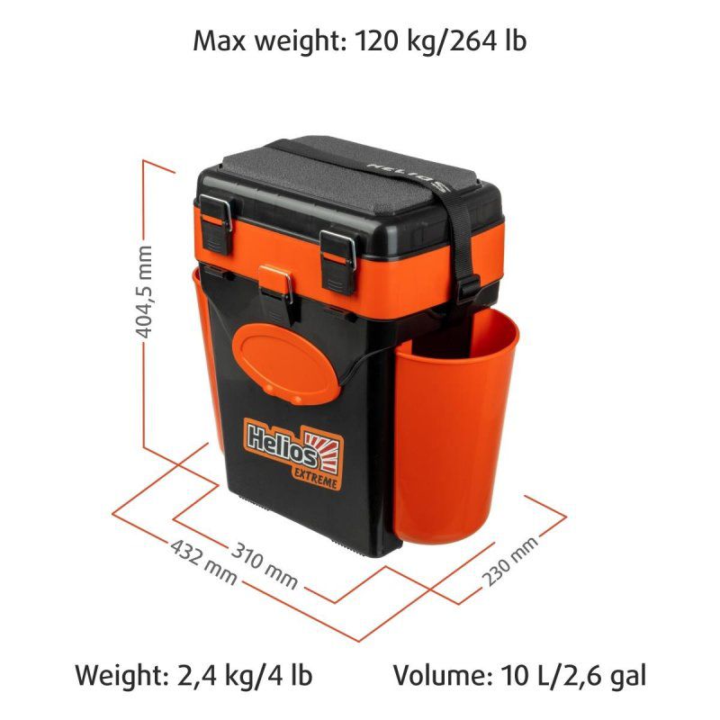 Ящик зимний FishBox (10л) оранжевый Helios