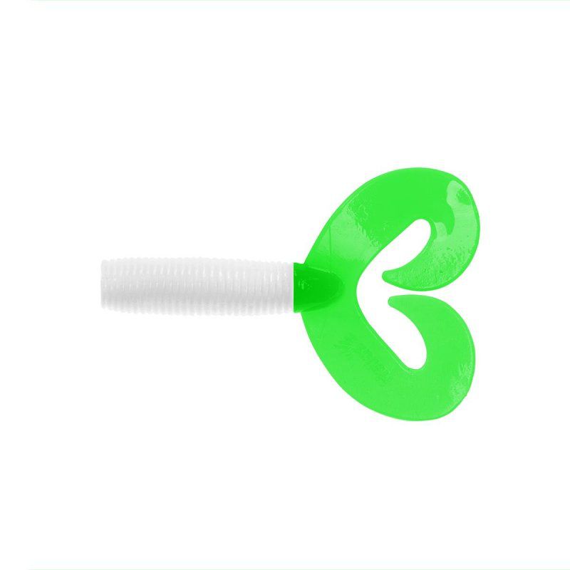 Твистер несъедоб. Credo Double Tail 3,54"/9 см White & Green 100шт. (HS-28-016-N) Helios