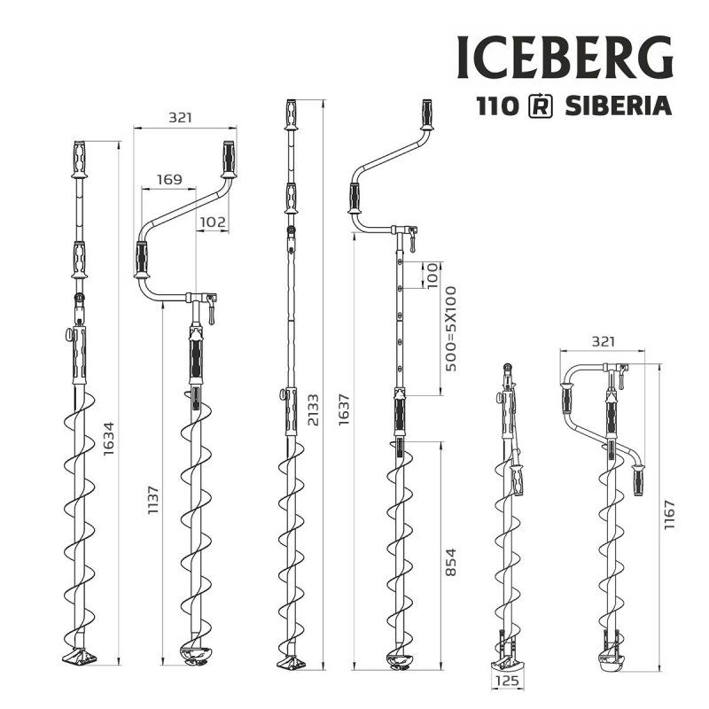 Ледобур ICEBERG-SIBERIA 110R-1600 v3.0 правое вращение (LA-110RS) Тонар
