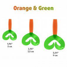 Твистер несъедоб. Credo Double Tail 2,95"/7,5 см Orange & Green 20шт. (HS-12-025-N-20) Helios