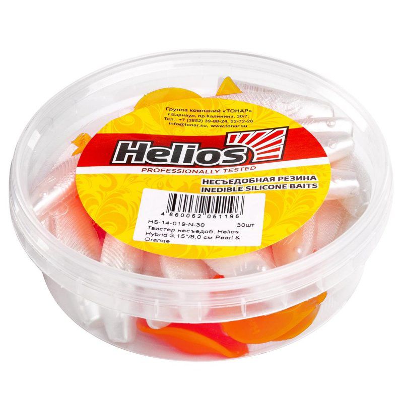 Твистер несъедоб. Hybrid 3,15"/8,0 см Pearl & Orange 30шт. (HS-14-019-N-30) Helios