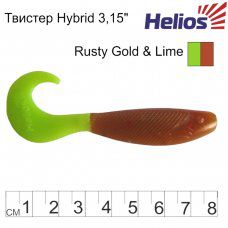 Твистер несъедоб. Hybrid 3,15"/8,0 см Rusty Gold & Lime 30шт. (HS-14-017-N-30) Helios