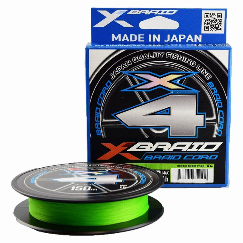 Шнур X-Braid Braid Cord X4 150m Chartreuse #0.3, 0.090мм, 6lb, 2.7кг YGK
