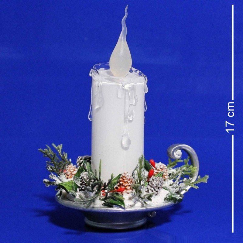 Композиция "Светящаяся свеча с иммитацией пламени" ,акрил ,11*9*17см, AK7767