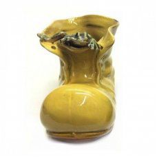 Карандашница "Башмак с лягушкой", полистоун, жёлтый 14*7*9см, К8617-В