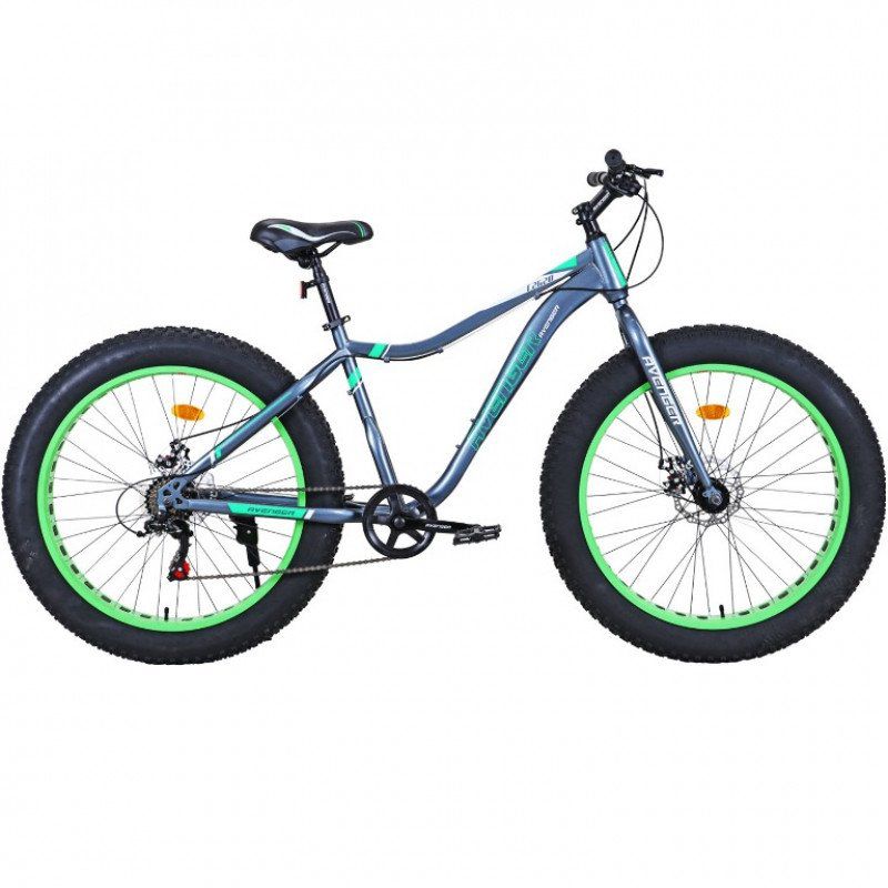 Велосипед 26 Fat bike Avenger C262D ,серый/зелёный ,17,5"