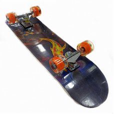 Скейтборд  деревянный JC-3108 "Золотая рыбка" колёса полиуретан , оранжевые