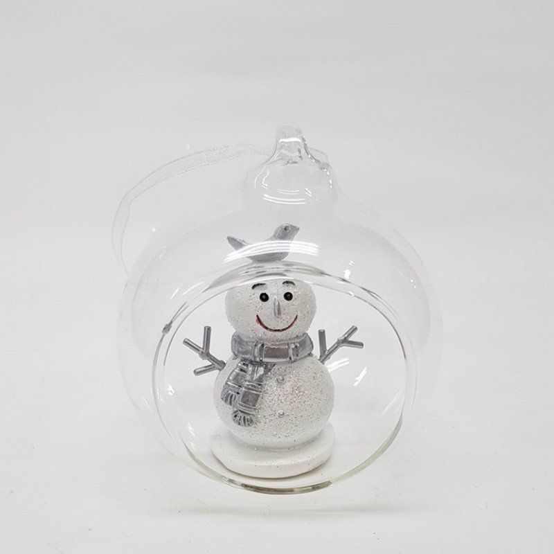 Новогодний стеклянный шар со снеговиком, 8*7*9см, KEN78350