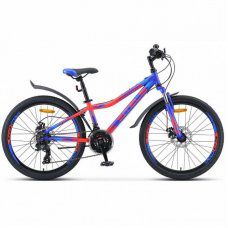 Велосипед 24 Stels Navigator 410MD "12 V010 21ск. синий/неоновый-красный 2020
