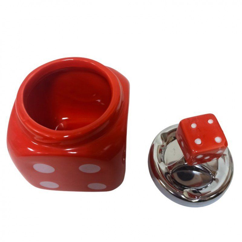 Пепельница "Кубик", керамика, красный, 8,5*8,5*15см, К8180