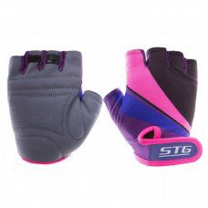 Перчатки STG  Х87909-М  модель 909  с защитной прокладкой,застежка на липучке фиолетовые/чёрные/розовые