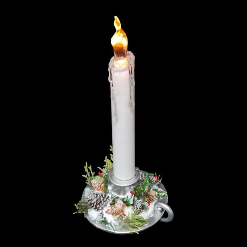 Композиция "Светящаяся свеча с иммитацией пламени", акрил, 10.4*9.4*25.5см, AK7768