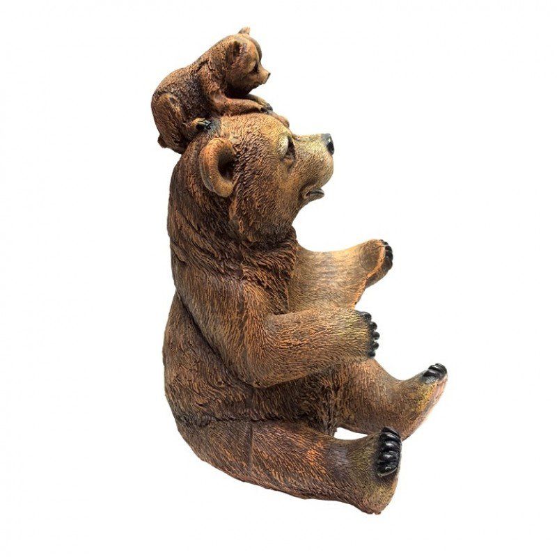 Подставка под бутылку "Медведь с енотом", полистоун, Н-30см, Ф 097