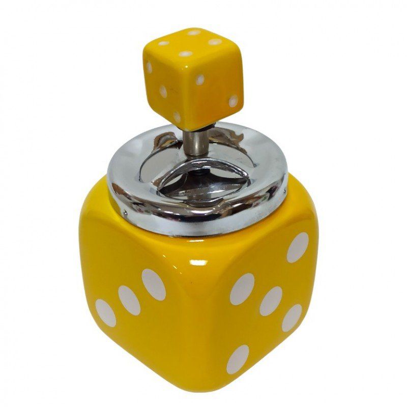 Пепельница "Кубик", керамика, жёлтый, 8,5*8,5*15см, К8180