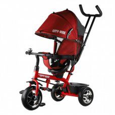 Детский 3-х колёсный велосипед CR-B3-01RD City-Ride , колёса надувные 10/8, сиденье не поворот, бампер, багажник, красный