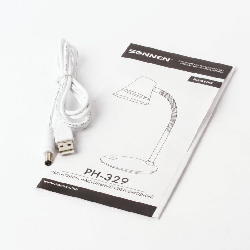 Лампа настольная светодиодная с USB Sonnen PH-329, на подставке, на аккумуляторе 236694