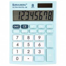 Калькулятор настBRAUBERG ULTRA PASTEL-08-LB 154x115 мм 8 разр ГОЛУБОЙ 250513 (1)