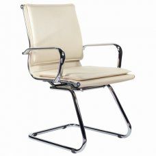 Кресло для приемных и переговорных BRABIX Kayman CF-102, экокожа, хром, бежевое, 532573 (1)