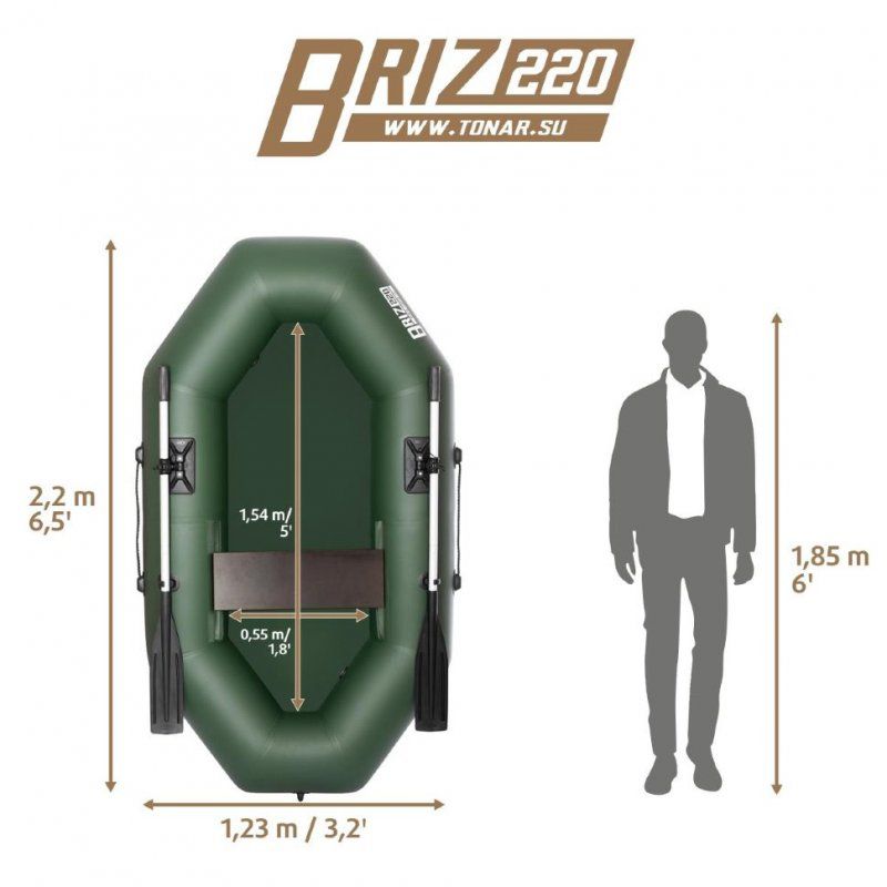 Лодка ПВХ Тонар Бриз 220 (зеленая)