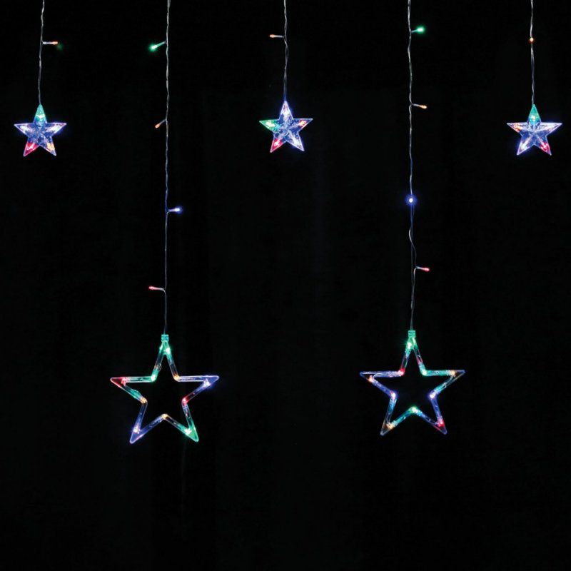 Электрогирлянда-занавес Звезды 3х0,5 м 108 LED мультицветная 220 V ЗОЛОТАЯ СКАЗКА 591356 (1)
