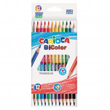 Карандаши цветные трехгранные Carioca BiСolor 24 цвета 12 шт 42991