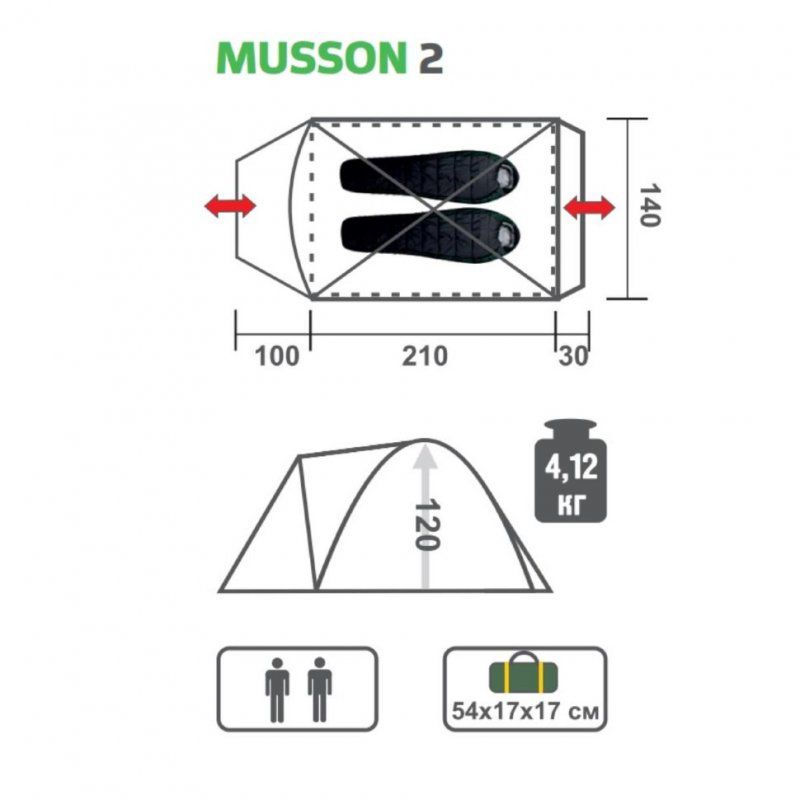 Палатка Helios Musson-2 (HS-2366-2 GO)