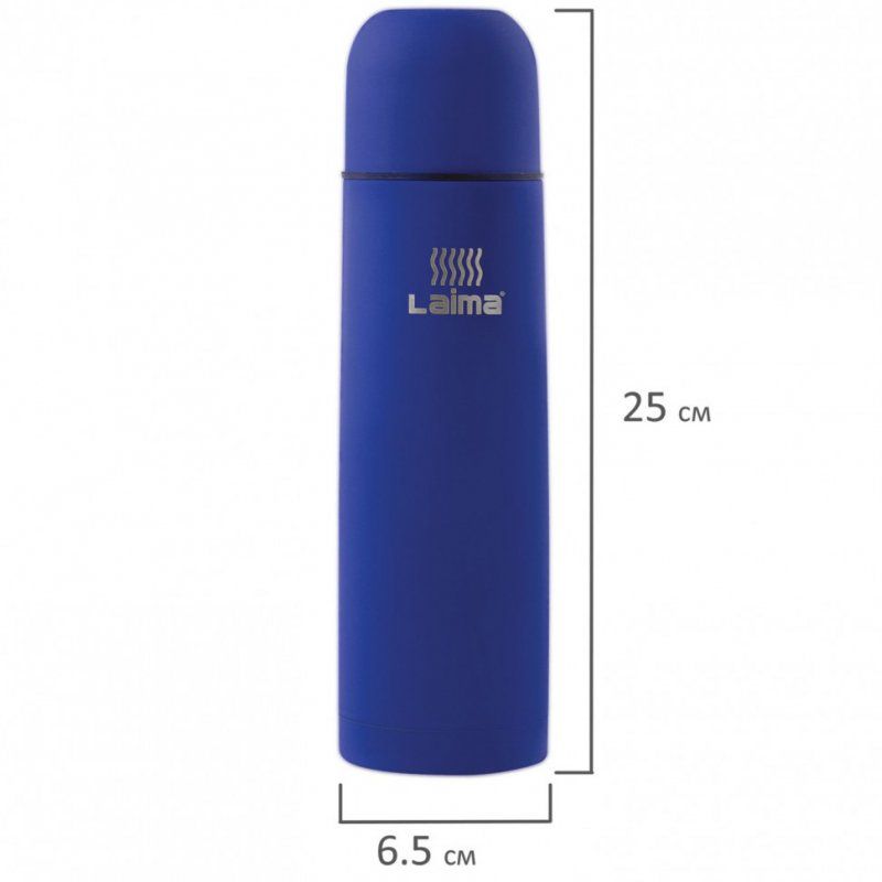 Термос LAIMA классический с узким горлом 0,5 л нерж сталь синий 605122 (1)