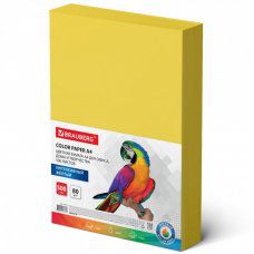 Бумага цветная BRAUBERG А4 80 г/м2 500 л интенсив желтая для офисной техники 115216 (1)