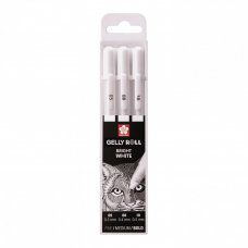 Ручки гелевые БЕЛЫЕ SAKURA Япония Gelly Roll 3 штуки узел 0,5/0,8/1 мм POXPGBWH3C 144071 (1)