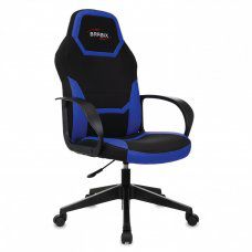 Кресло компьютерное BRABIX Alpha GM-018 ткань/экокожа черное/синее 532638 (1)