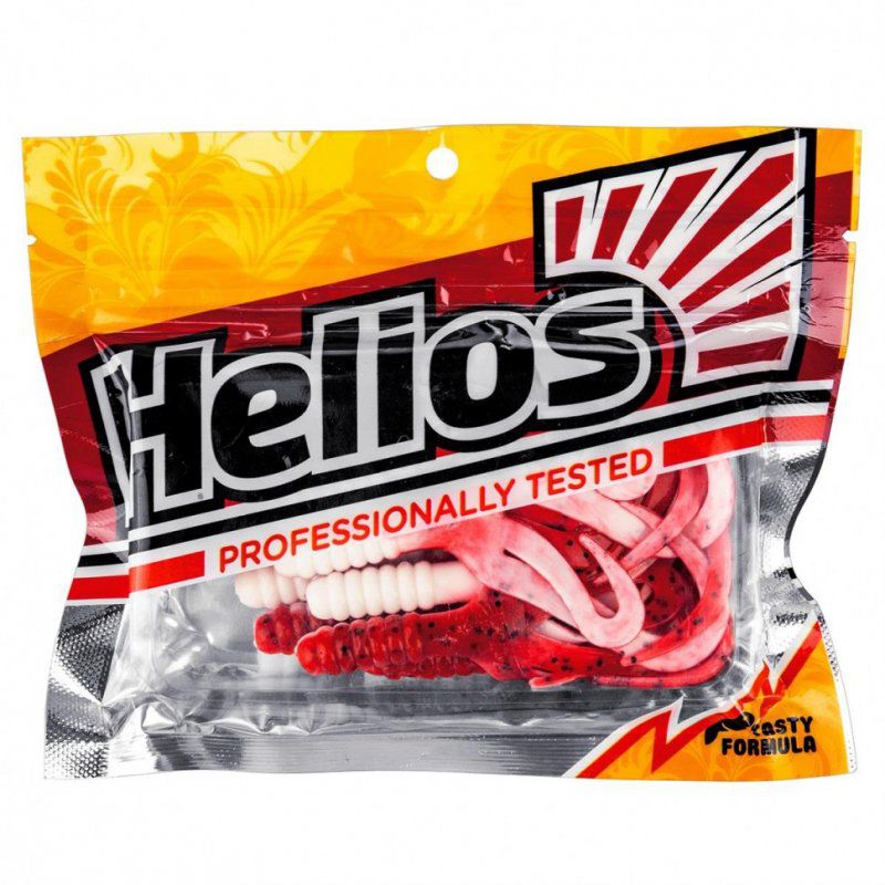 Твистер Helios Credo Four Tail 2,35"/6,0 см, цвет Red & White 10 шт HS-20-003