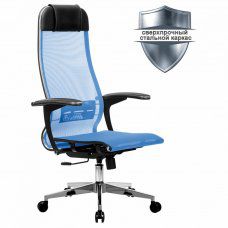 Кресло офисное Метта К-4-Т хром сиденье и спинка регулируемые голубое 532449 (1)