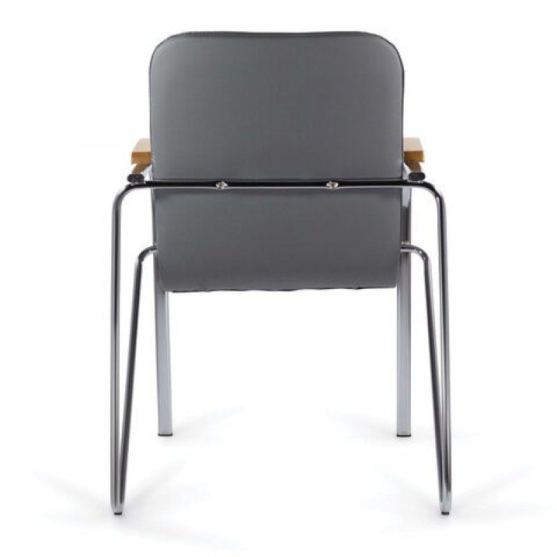 Кресло BRABIX Samba CF-103, хром каркас, накладки бук, кожзам серый, собрано, 532758 (1)