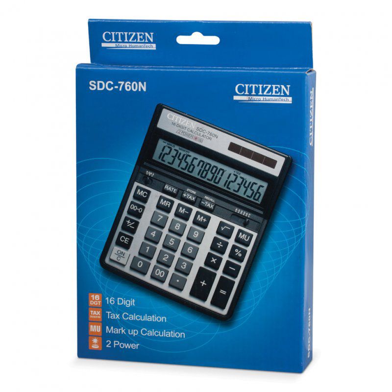 Калькулятор настольный Citizen SDC-760N 16 разрядов 250336