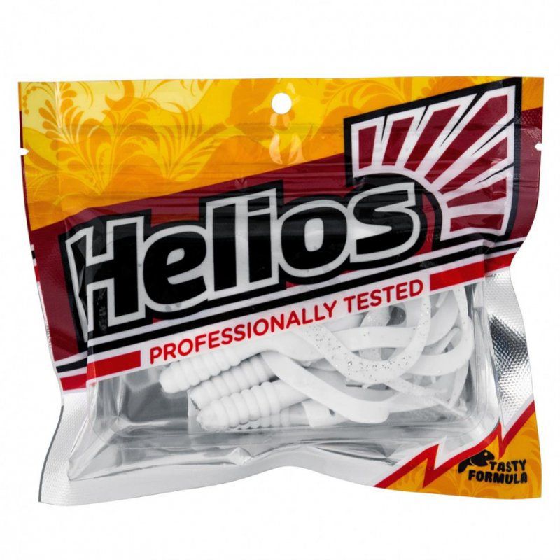 Твистер Helios Credo Four Tail 2,35"/6,0 см, цвет White & Sparkles 10 шт HS-20-002