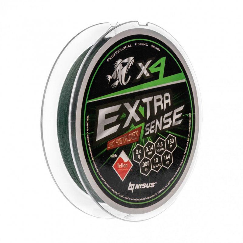 Шнур Nisus N-ES-X4-0.6/10LB Extrasense X4 PE Green 150m  0.6/10LB 0.14mm 316890