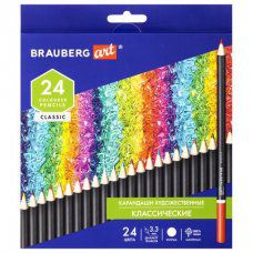 Карандаши художественные цветные Brauberg Art Classic 24 цвета 3,3 мм 181537