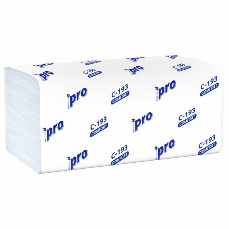 Полотенца бумаж 250 шт PROtissue H3 COMFORT 1-сл белые к-т 20 пачек 22x21 V-сл C193 115365 (1)