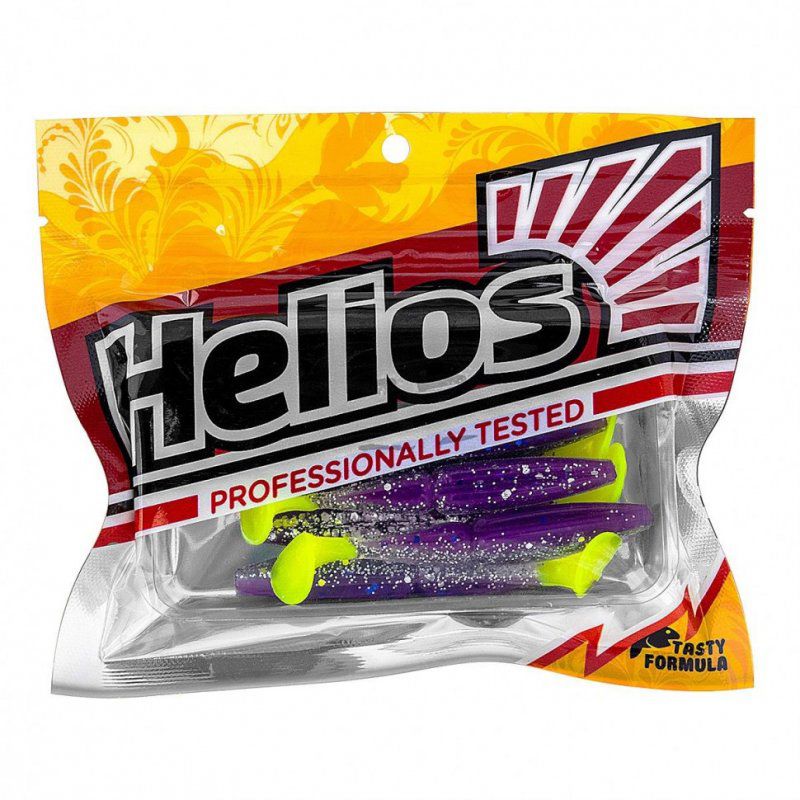 Виброхвост Helios Guru 3,0"/7,62 см, цвет Silver Sparkles & Fio LT 9 шт HS-29-037