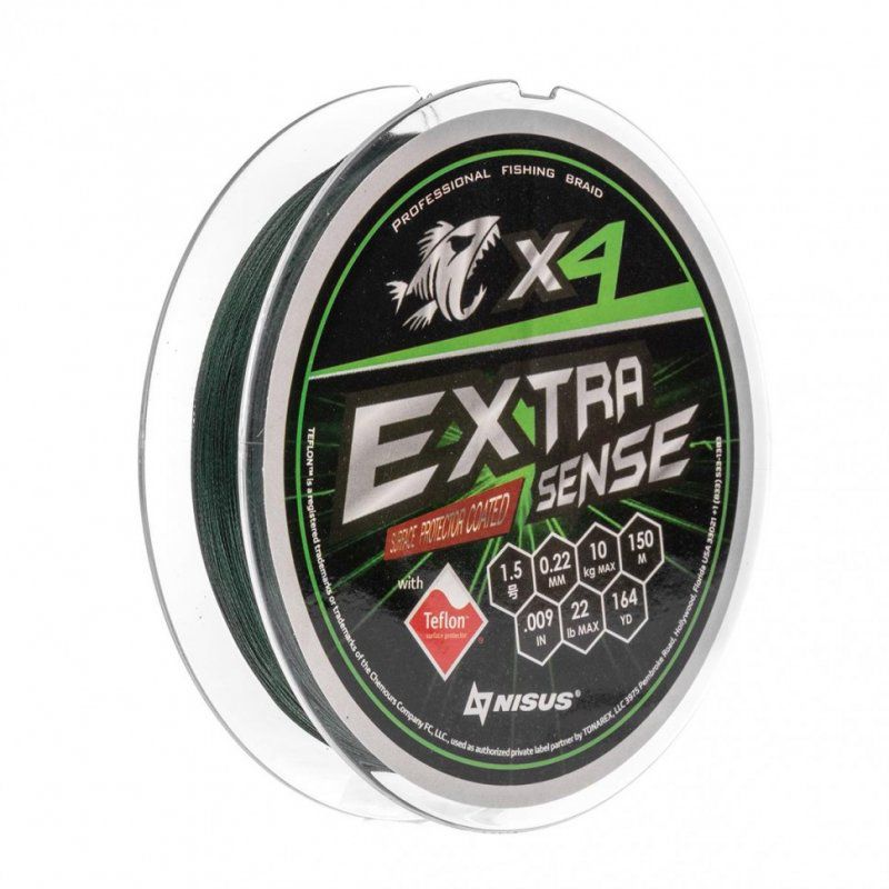 Шнур Nisus N-ES-X4-1.5/22LB Extrasense X4 PE Green 150m 1.5/22LB 0.22mm 316895