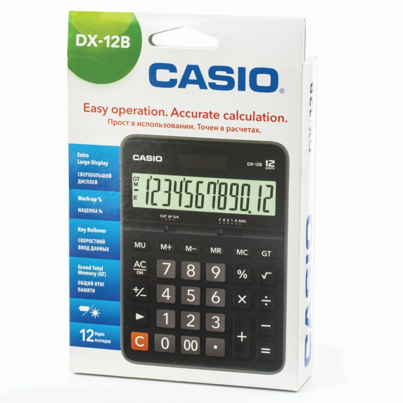 Калькулятор настольный Casio DX-12B-W-EC 12 разрядов 250383