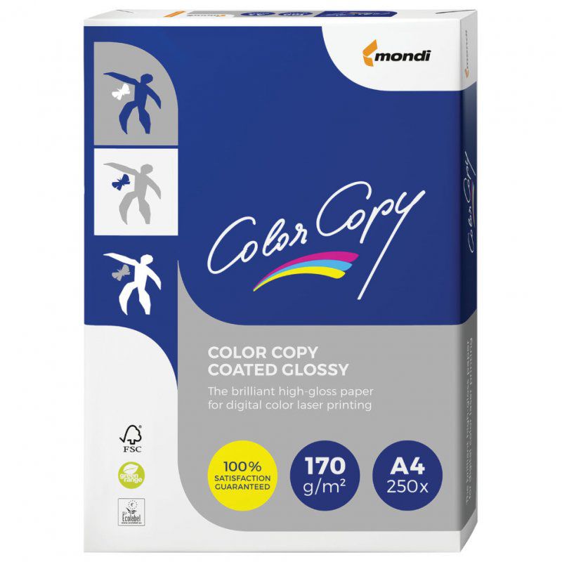 Бумага для цветной лазерной печати Color Copy Glossy А4, 170 г/м2, 250 листов, глянцевая