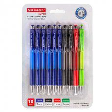 Ручки шариковые Brauberg Super 0,35 мм 4 цвета 10 шт 143381