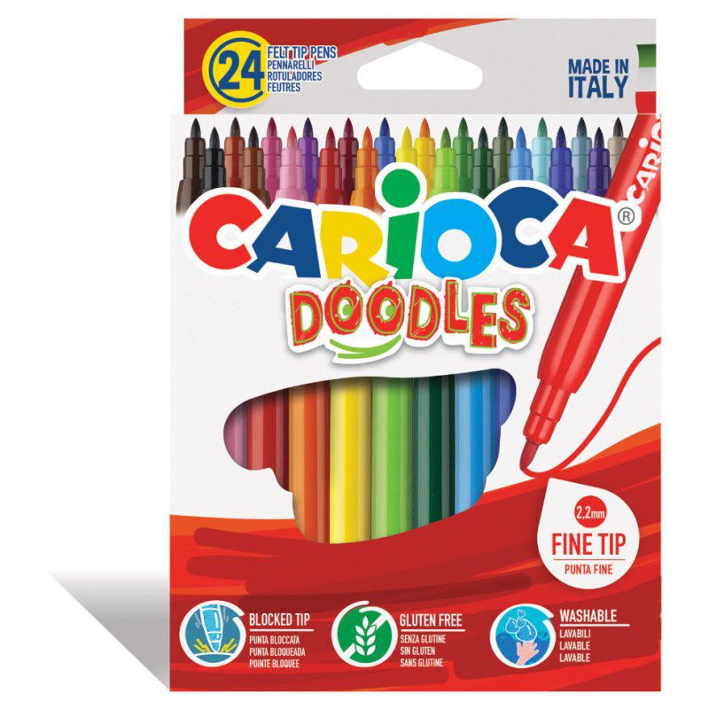 Фломастеры суперсмываемые Carioca Doodles 24 цвета 42315