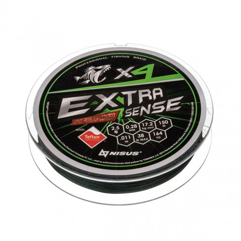 Шнур Nisus N-ES-X4-2.5/38LB Extrasense X4 PE Green 150m 2.5/38LB 0.28mm 316897