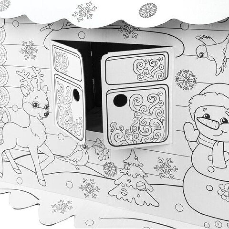 Картонный развивающий Домик-раскраска Новогодний, высота 130 см, BRAUBERG kids, 880365 (1)